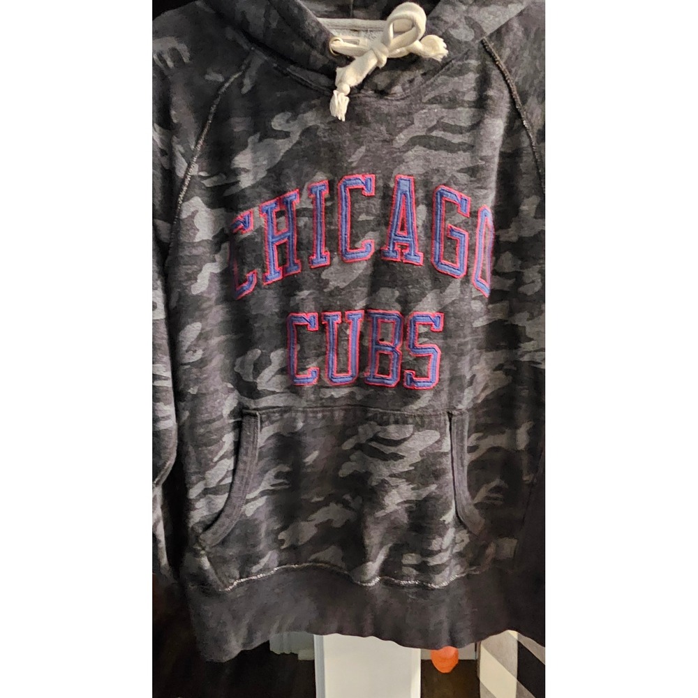 Gorpcore Tailgate Chicago Cubs Camo Hoodie Grey MLB Pullover Sweatshirt Large